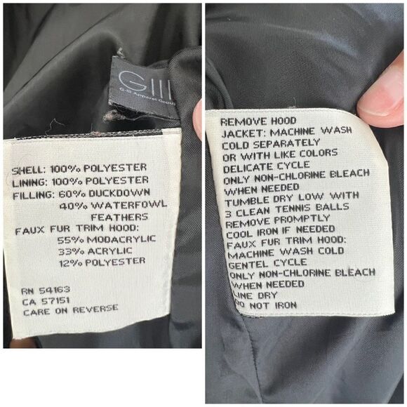 Kenneth Cole New York Black Down Insulated Full Zip Hooded Fur Puffer Coat Large - Picture 16 of 16